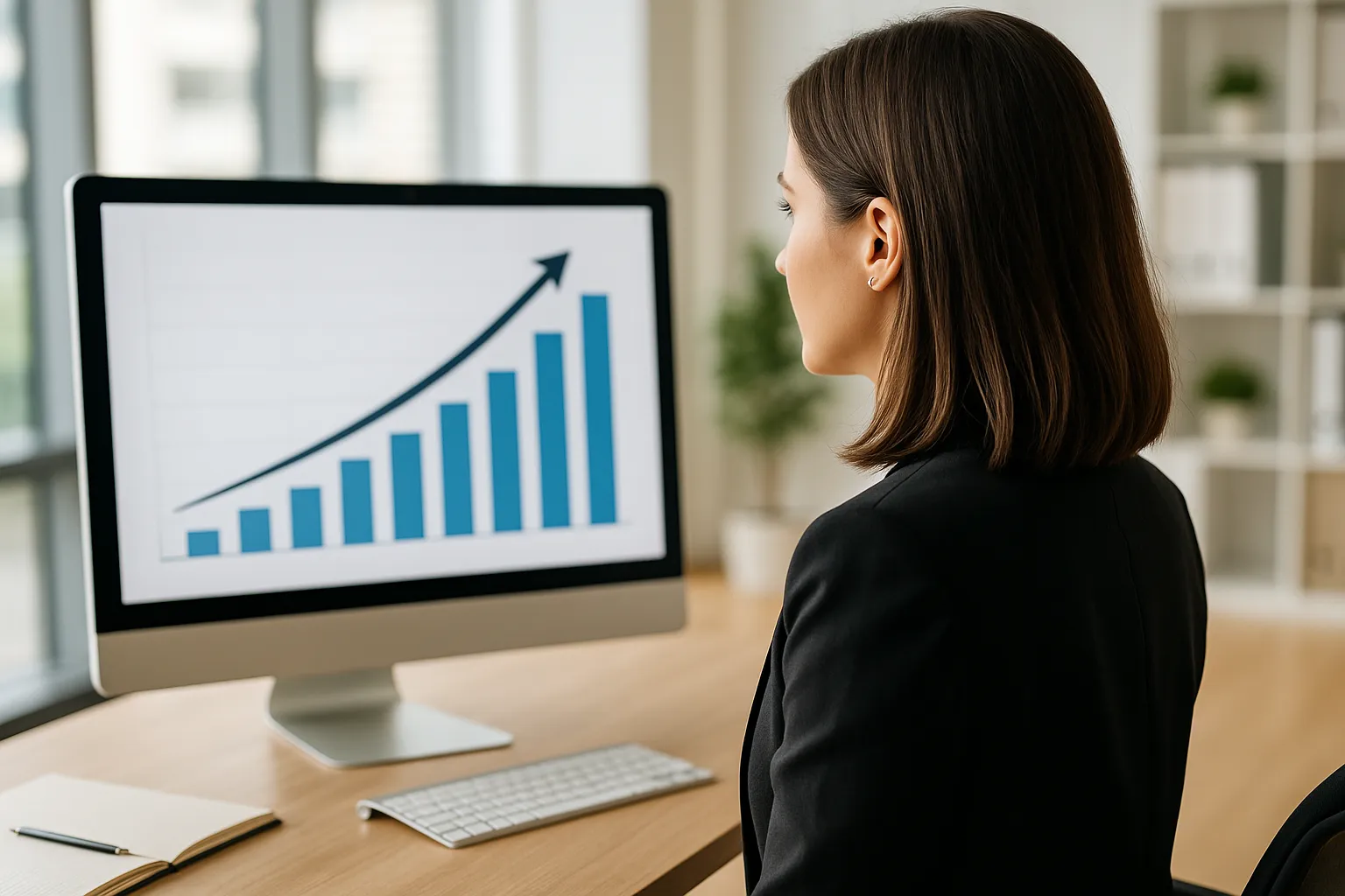 Uma escada subindo em direção a uma nuvem com um troféu, simbolizando o crescimento e o sucesso na carreira.